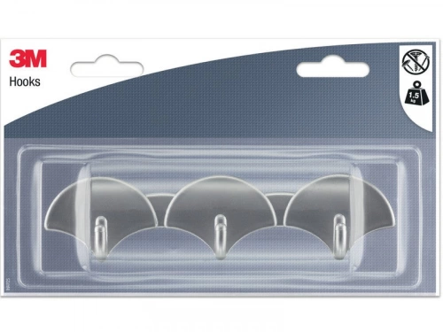 Crochet adhésif gris 3M 1 barre avec 3 crochets