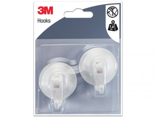 Lot de 2 crochets à ventouse 3M, blanc