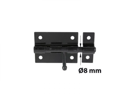 Verrou de box à levier + gâche, AFBAT, diam.8 mm acier noir