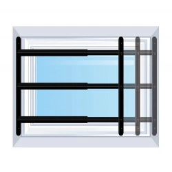 Grille de défense télescopique, AFBAT, 3 barreaux 55 cm à 103 cm, acier peint noir
