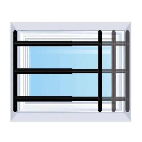 Grille de défense télescopique, AFBAT, 3 barreaux 55 cm à 103 cm, acier peint noir