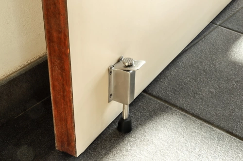 Arrêt de porte ALPERTEC acier inoxydable mat gris Diam.4.4 cm x H.14 cm