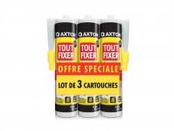 Lot de 3 cartouches colle mastic Tout Fixer, AXTON, 310 ml blanc