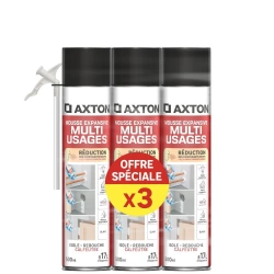 Lot de 3 mousses expansives Multi-usages AXTON blanc 500ml