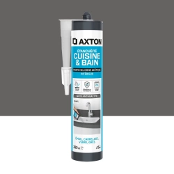 Mastic silicone cuisine/bain gris AXTON cartouche 280 ml
