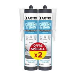Lot de 2 mastics d'étanchéité Cuisine et bain AXTON blanc, 560 ml