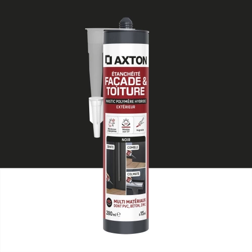 Mastic étanchéite facade/toiture polymère hybride AXTON noir c. 280ml