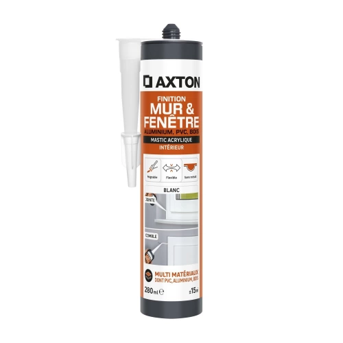 Mastic mur/fenetre acrylique alu/pvc/bois AXTON blanc cartouche 280ml
