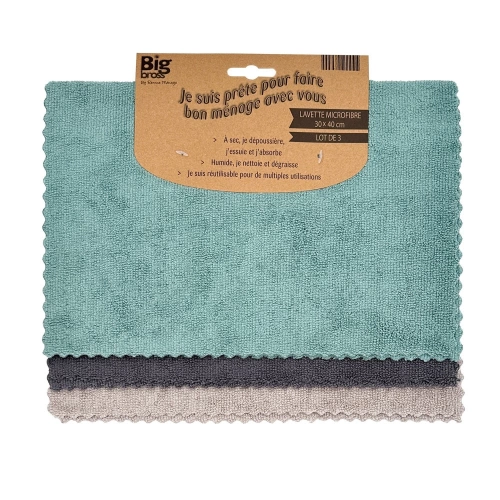 Lot de 3 microfibres multiusage polyester BIG BROSS