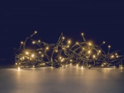 Guirlande lumineuse int/ext flicker 128 led clignotante blanc chaud cable vert 8m
