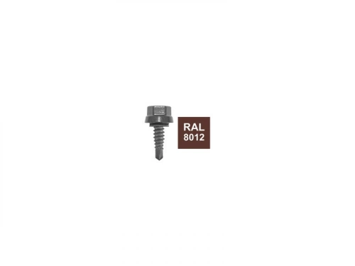 Lot De 10 Vis De Couturages, L.22 Mm Brun Rouge Ral 8012 Bol-Fixations