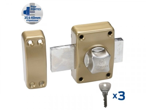 Verrou bouton / cylindre, 45 mm, BRICARD Alpha doré