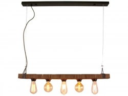 Suspension, E27 Style Industriel Woodhill Métal Noir Et Bois Brilliant