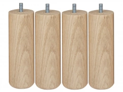 Lot De 4 Pieds De Meuble Cylindrique Fixes Hêtre Brut Blanc/Beige/Naturels, 15Cm