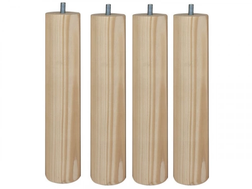 Lot De 4 Pieds De Lit/Sommier Cylindrique Fixes Hêtre / Beige / Naturels, 25Cm