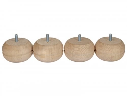 Lot De 4 Pieds De Meuble Boule Fixes Hêtre Brut Blanc / Beige / Naturels, 5 Cm