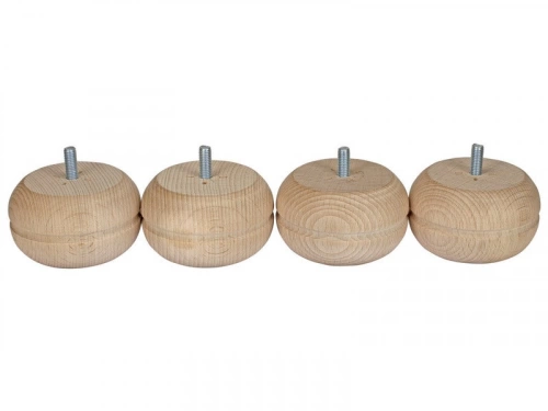 Lot De 4 Pieds De Meuble Boule Fixes Hêtre Brut Blanc / Beige / Naturels, 5 Cm