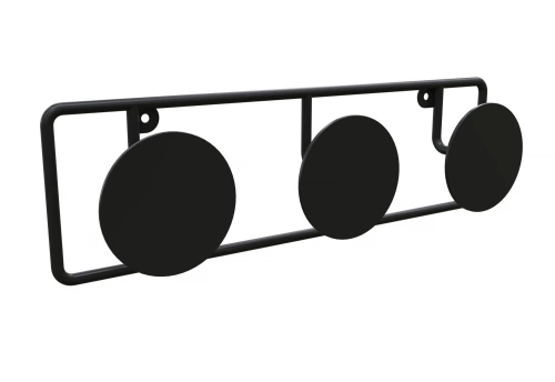 Patere CIME Dot, 3 têtes D90 400 x 120 mm noir