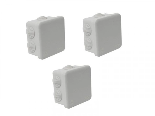 Lot de 3 boîtes de dérivation étanche en saillie DEBFLEX 8 entrées IP54 85 x 85 x 50 mm