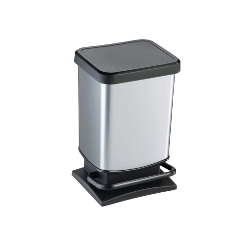 Poubelle de cuisine 20 l à pédale DELINIA Simpla plastique carbone