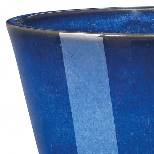 Pot à plante terre cuite émaillée Kinfolk bleu, Diam.23 cm