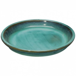 Soucoupe terre cuite DEROMA Kinfolk Diam.22 L.22 x l.22 x H.3.5 cm vert d'eau