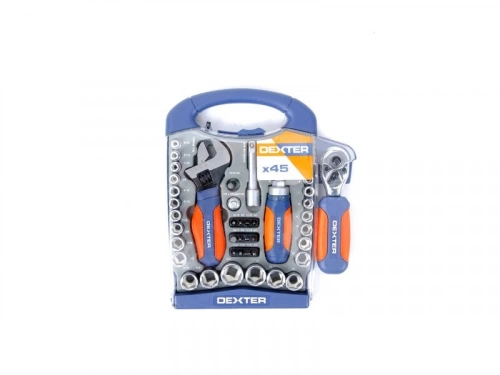 Set de vissage 45 pièces cliquet mixte, DEXTER