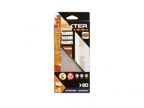 Lot De 3 Patins Abrasifs Dexter Pro, 93X185 Mm, Grains 80
