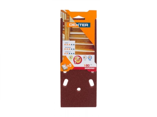 Lot De 5 Garnitures Abrasives Dexter, 93 X 230 Mm, Grains 80