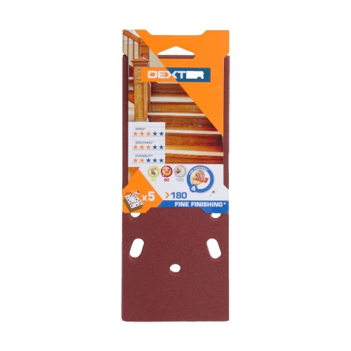 Lot De 5 Garnitures Abrasives Dexter, 93 X 230 Mm, Grains 180