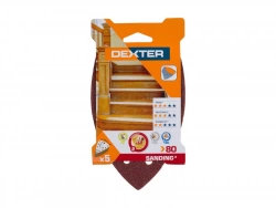 Lot de 5 garnitures abrasives grains 80, DEXTER, 152 x 102 mm