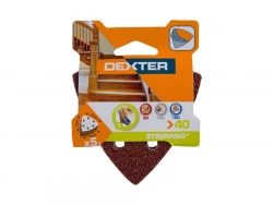 Lot de 5 patins abrasifs grains 40, DEXTER, 93 x 93 mm