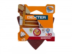 Lot de 5 patins abrasifs grains 80, DEXTER, 93 x 93 mm