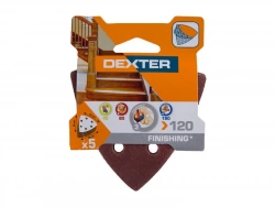 Lot de 5 patins abrasifs grains 120, DEXTER, 93 x 93 mm