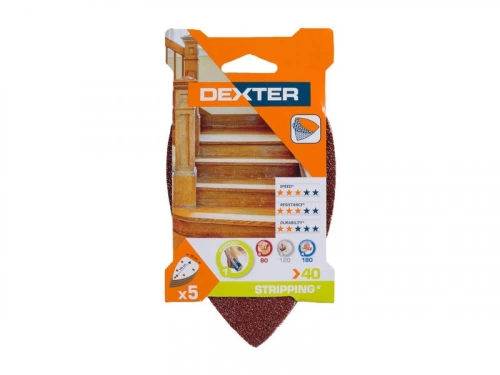 Lot De 5 Patins Abrasifs Dexter, 140 X 98 Mm, Grains 40