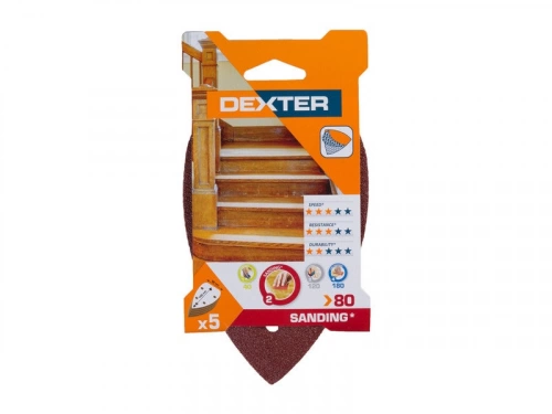 Lot De 5 Patins Abrasifs Dexter, 140 X 98 Mm, Grains 80