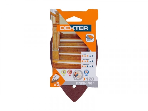 Lot De 5 Patins Abrasifs Dexter, 140 X 98 Mm, Grains 120