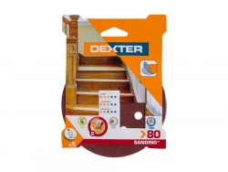 Lot de 5 disques abrasifs grains 80, DEXTER, 125 mm