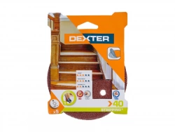 Lot de 5 disques abrasifs grains 40, DEXTER, 125 mm