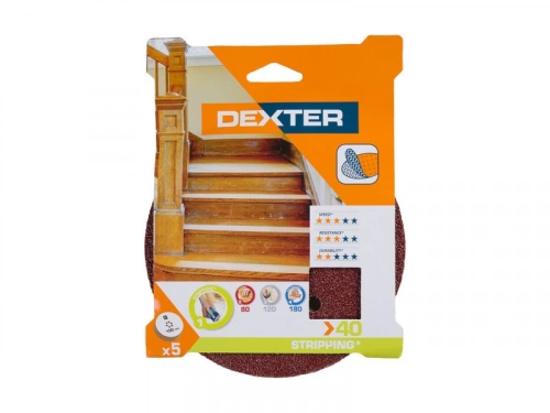 Lot De 5 Disques Abrasifs Dexter, 150 Mm, Grains 40