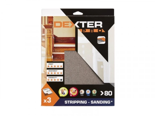Abrasif main bois 230x280 grain 80 DEXTER pro 3 pcs