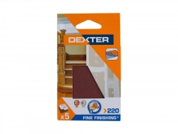 Lot de 5 feuilles abrasif bois grains 220, DEXTER, 100 x 70