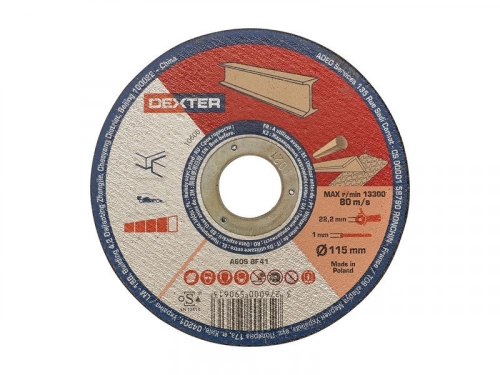 Disque de coupe pour acier T41, DEXTER, diam. 115 x 1.0 x 22.23 mm