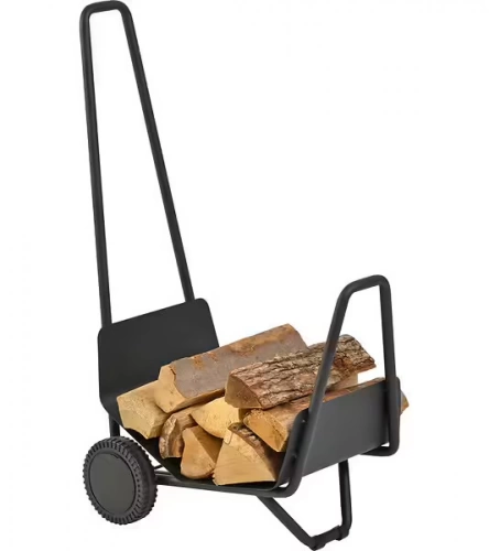 Chariot à bûches en acier noir