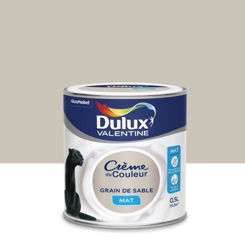 Peinture mur, boiserie Crème de couleur DULUX VALENTINE grain de sable mat 0.5 l