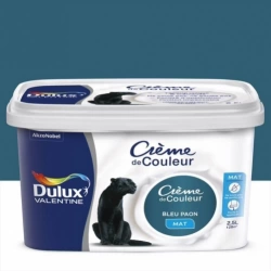 Peinture mur boiserie Crème de couleur DULUX VALENTINE bleu paon mat 2.5l