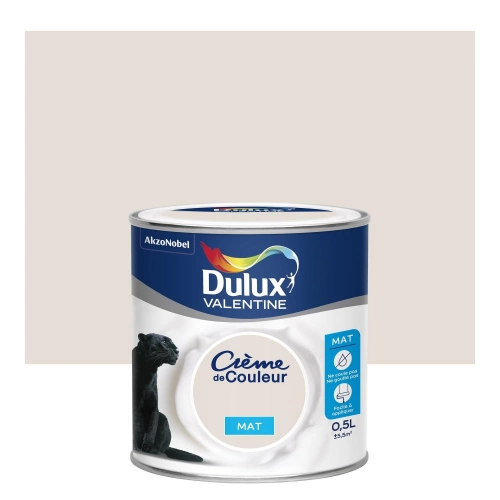 Peinture mur, boiserie, Crème de couleur DULUX VALENTINE lin blanc mat 0.5 l