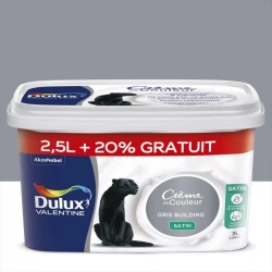 Peinture mur, Crème de couleur gris building satiné 3 L - DULUX VALENTINE