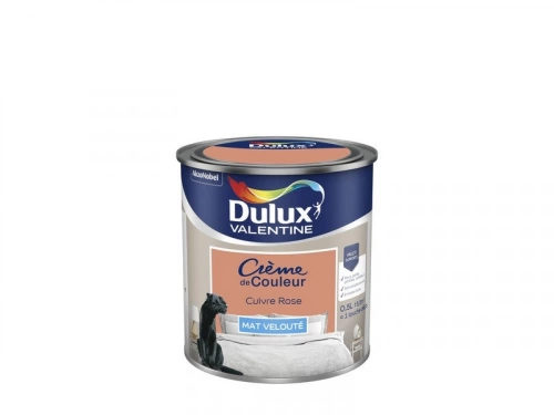 Peinture mur, boiserie crème de couleur DULUX VALENTINE cuivre rose mat 0.5L