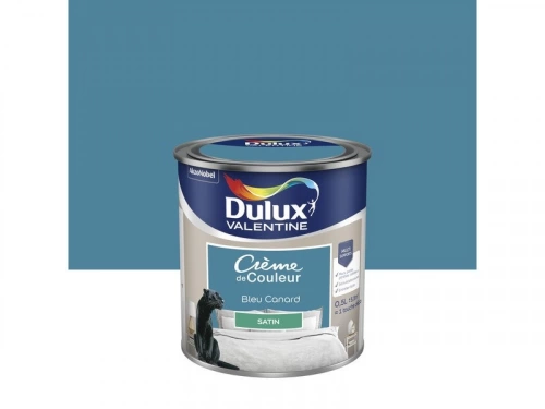 Peinture bleu canard mur, boiserie Creme de couleur DULUX VALENTINE satine 0.5 l